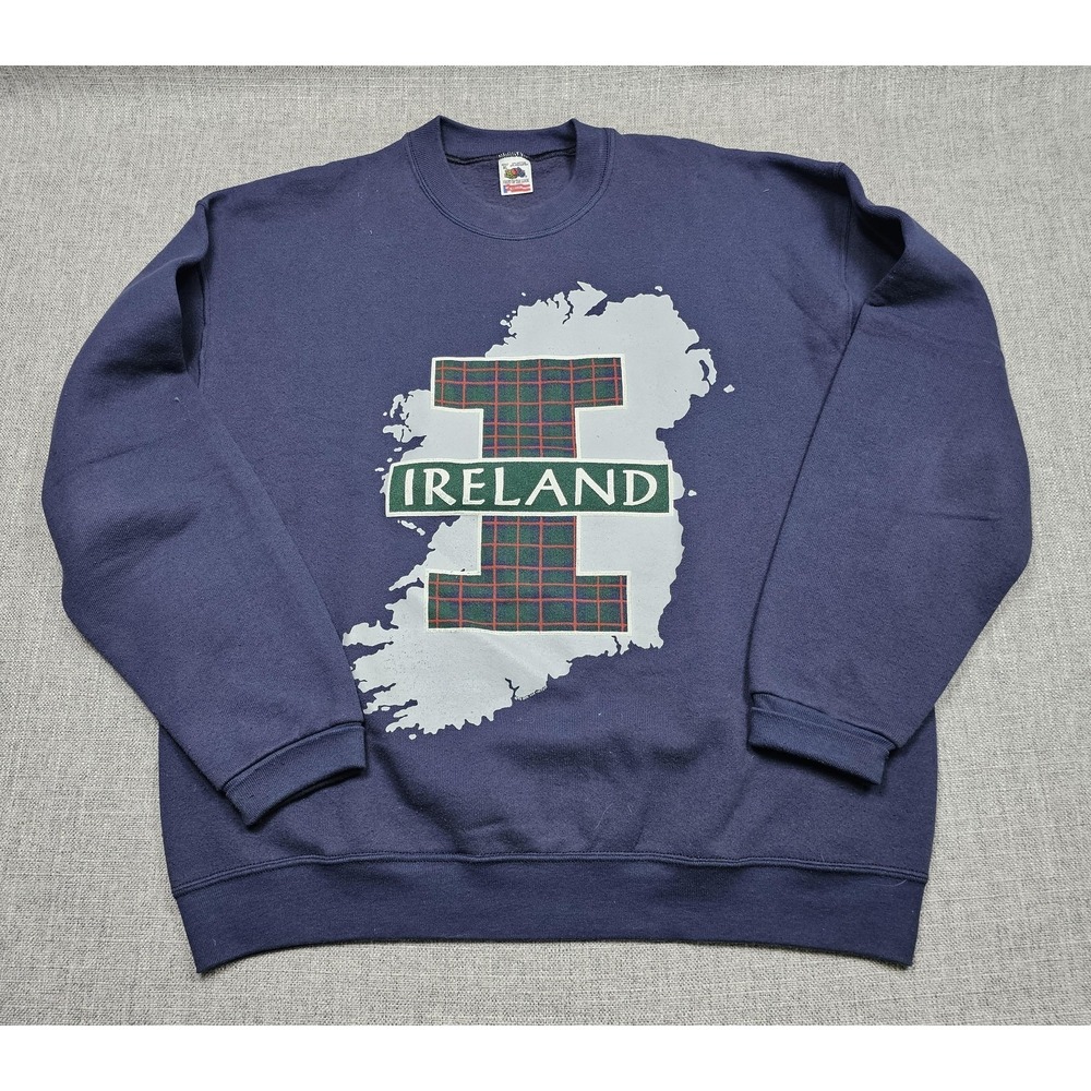 Vintage Ireland Sweatshirt Mens XL Blue Fruit Of The Loom Crewneck USA 90s